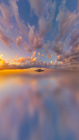 3DCG images of the UFO and horizonの写真素材