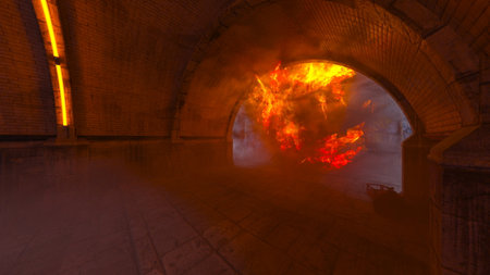 3DCG images of the future city scenery under attackの写真素材