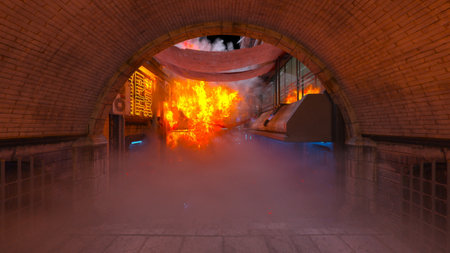 3DCG images of the future city scenery under attackの写真素材