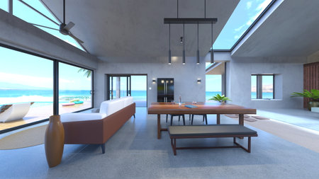 3DCG images of the house with swimming pool