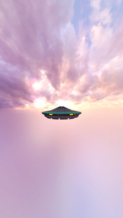 3DCG images of the UFO and horizonの写真素材