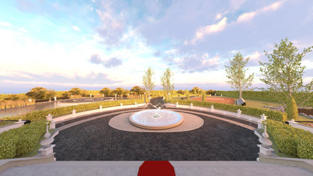 3DCG images of the palace courtyardの写真素材