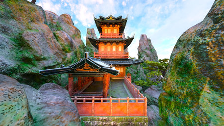 3DCG images of the rocky mountain templeの写真素材