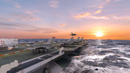 3DCG images of the aircraft carrierの写真素材