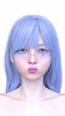 3DCG images of a woman's face close-upの写真素材