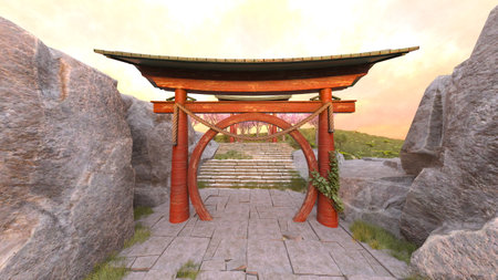 3DCG images of the rocky mountain templeの写真素材