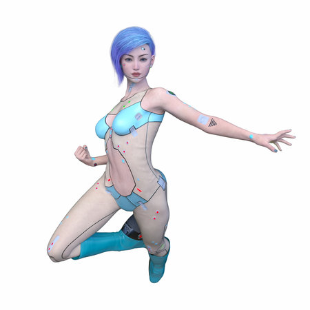 3DCG images of a female cyborgの写真素材