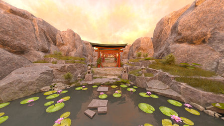 3DCG images of the rocky mountain templeの写真素材