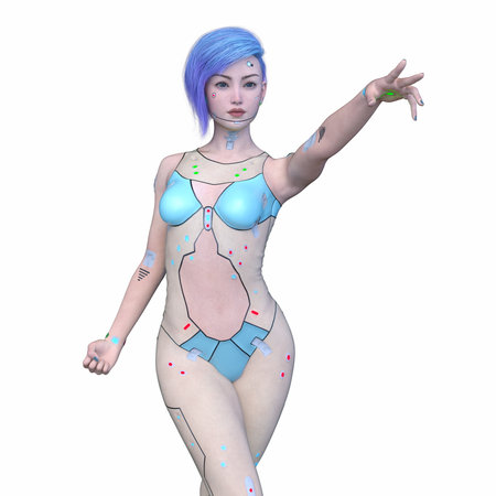 3DCG images of a female cyborgの写真素材