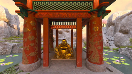 3DCG images of the rocky mountain templeの写真素材