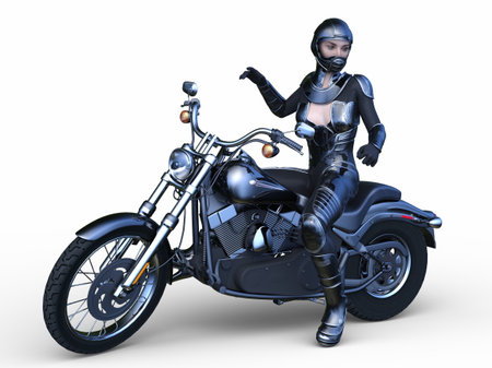 3DCG images of a super woman riderの写真素材
