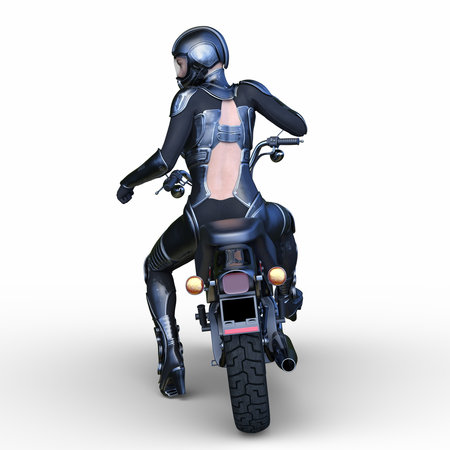 3DCG images of a super woman riderの写真素材