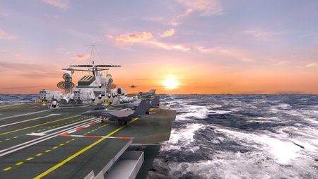 3DCG images of the aircraft carrierの写真素材