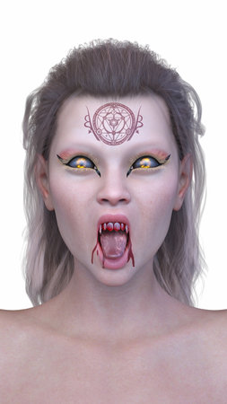 3DCG images of a female vampire face close-upの写真素材