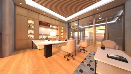 3DCG images of the glass walled meeting roomsの写真素材