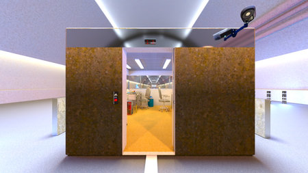 3DCG images of the glass walled meeting roomsの写真素材