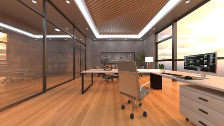 3DCG images of the glass walled meeting roomsの写真素材