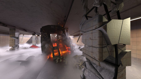 3DCG images of the vehicle fire sceneの写真素材