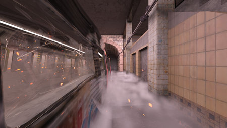3DCG images of the vehicle fire sceneの写真素材