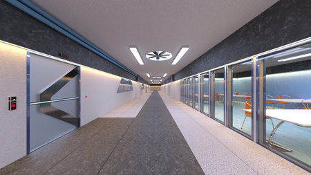 3DCG images of the laboratory corridorの写真素材