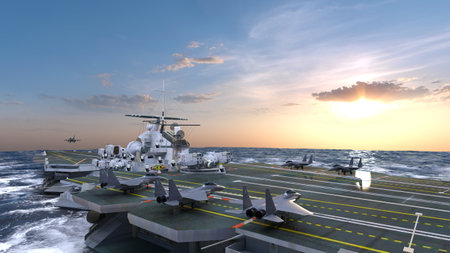 3DCG images of the aircraft carrierの写真素材