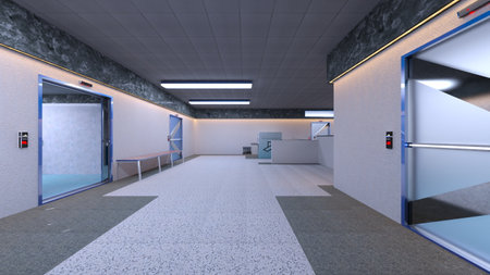 3DCG images of the laboratory corridorの写真素材