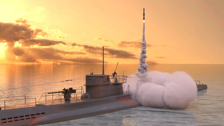 3DCG images of the ballistic missile submarineの写真素材