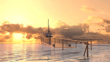 3DCG images of the submarineの写真素材