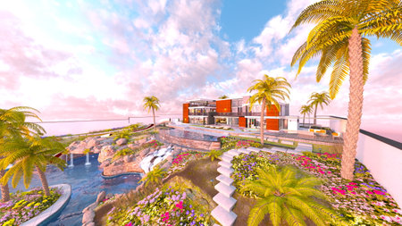 3DCG images of the resort hotelの写真素材