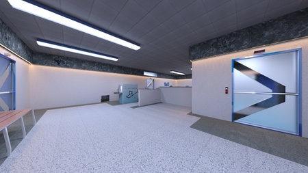 3DCG images of the laboratory corridorの写真素材
