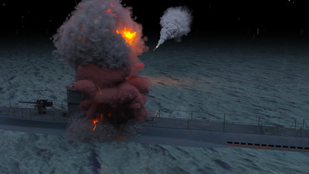 3DCG images of the submarine under missile attackの写真素材