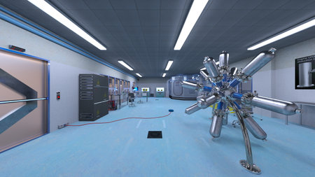 3DCG images of the laboratory corridorの写真素材