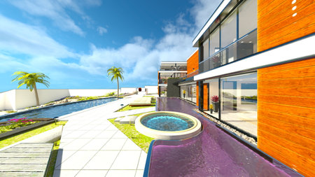 3DCG images of the resort hotelの写真素材