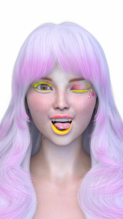 3DCG images of a woman's face close-upの写真素材