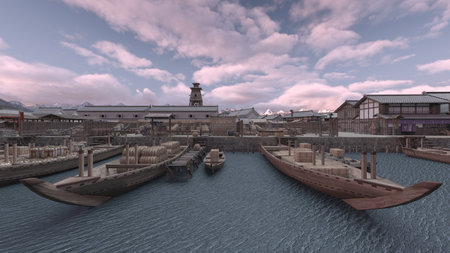 3DCG images of the harborの写真素材