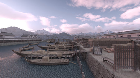3DCG images of the harborの写真素材