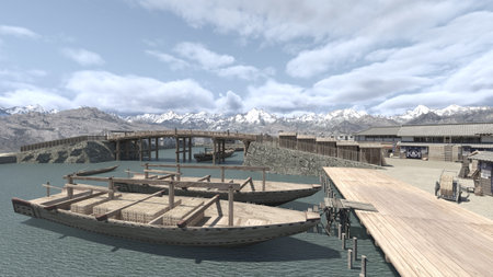 3DCG images of the harborの写真素材