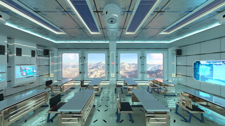 3DCG images of the conference room in the spaceshipの写真素材