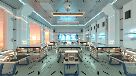 3DCG images of the conference room in the spaceshipの写真素材