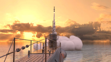 3DCG images of the ballistic missile submarineの写真素材