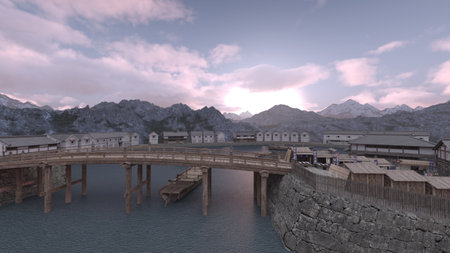 3DCG images of the harborの写真素材