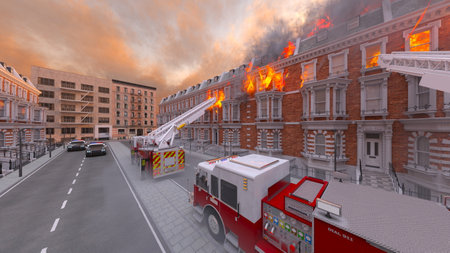 3DCG images of the fire sceneの写真素材