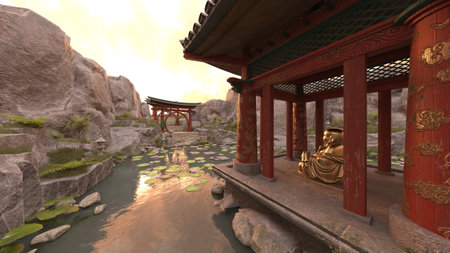 3DCG images of the rocky mountain templeの写真素材