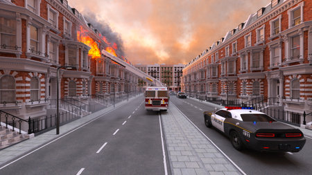 3DCG images of the fire sceneの写真素材