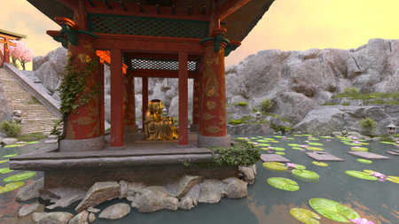 3DCG images of the rocky mountain templeの写真素材