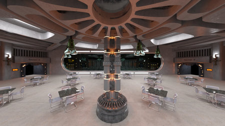 3DCG images of the conference room in the spaceshipの写真素材