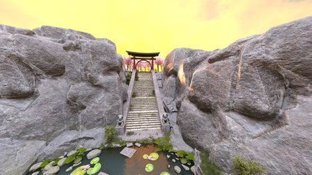 3DCG images of the rocky mountain templeの写真素材