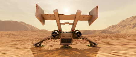 3DCG images of a spaceshipの写真素材