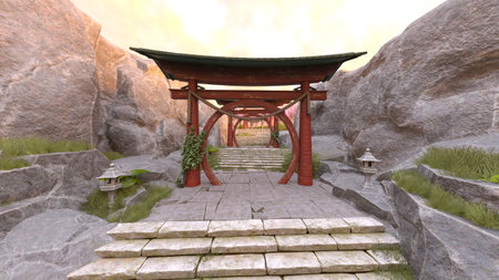 3DCG images of the rocky mountain templeの写真素材