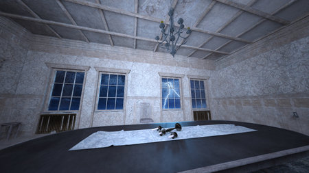 3DCG images of the abandoned building with rough interiorの写真素材
